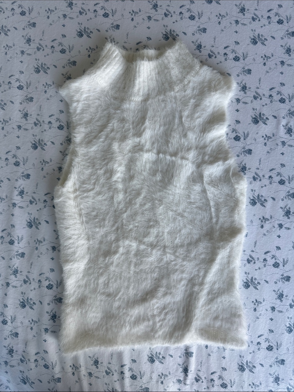 Altar'd State Ivory Fuzzy Mock Neck Sweater Tank
